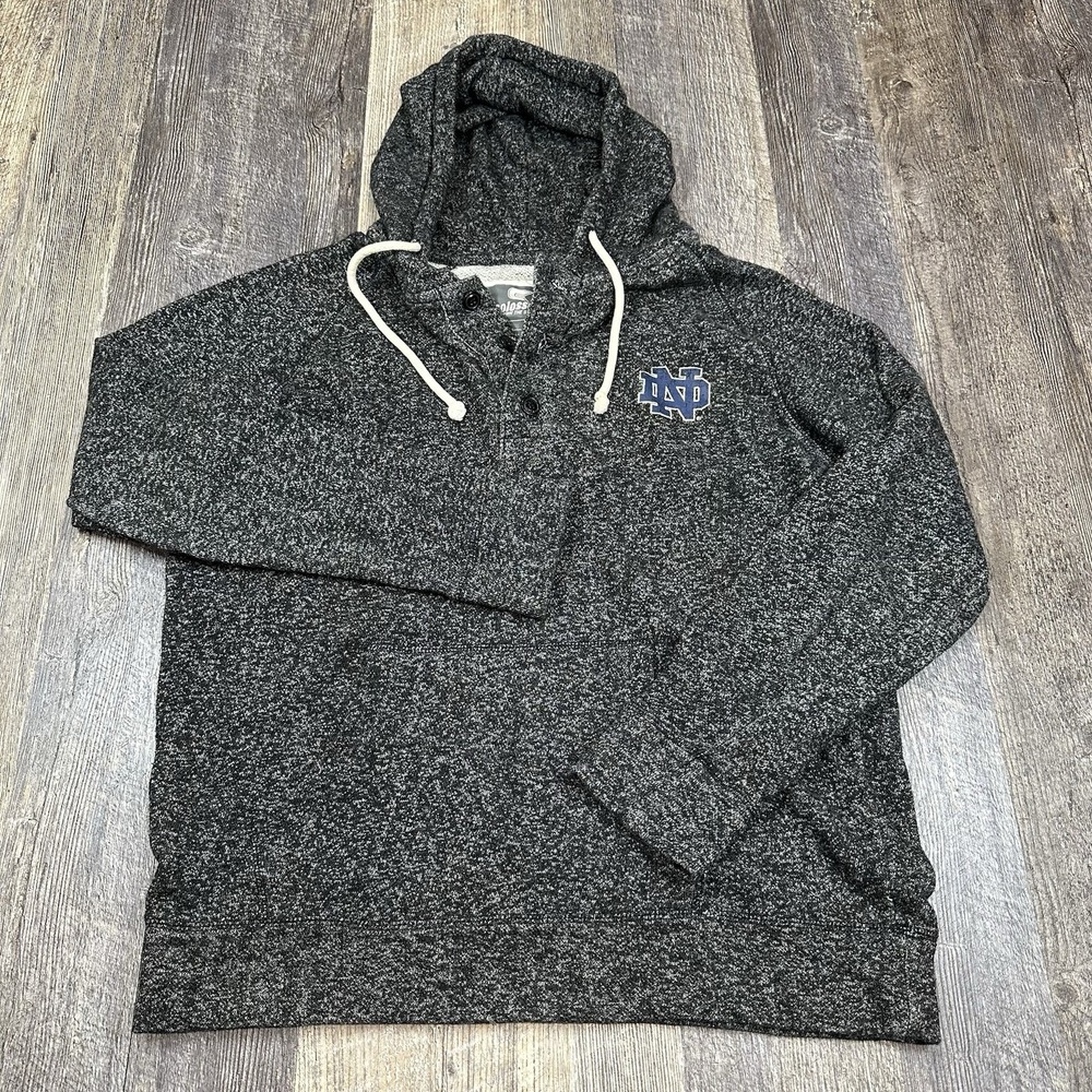 Notre Dame‎ Fighting Irish Hoodie Colosseum Large Heather Black Henley Pullover
